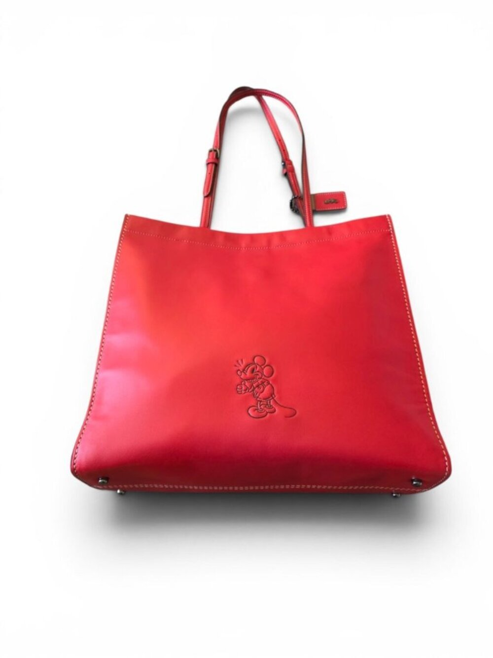 Coach Disney Mickey Skinny Tote Glovetanned Leather Red Rare NWOT Authenticated